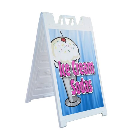 Signmission Ice Cream Sodas, A-Frame & 2 Decals Installed, Heavy-Duty Plastic Frame SBHD-D-2436-Ice Cream Sodas
