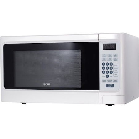 Commercial Chef 1.1 Cu Ft Microwave Oven with 10 Power Levels, White CHCM11100W