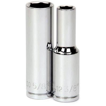 Williams 1/2" Drive Impact Socket High Polished Chrome, Deep 1/2"D, 6Pt, 1-3/16 JHW32338
