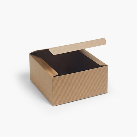 Nashville Wraps Recycled Kraft Pinstripe 1 Piece Gift Boxes, 8x8x4, 100PK KG08