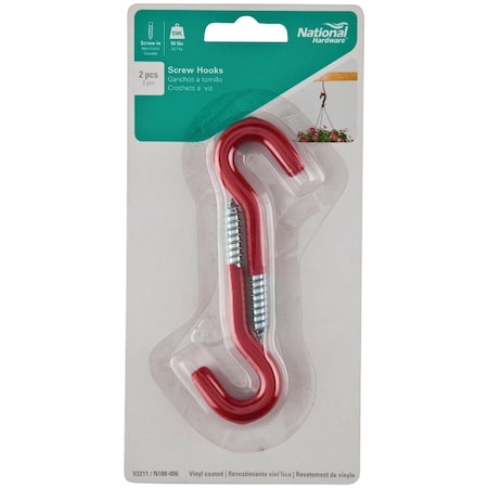 National Hardware 5/16''x4-1/2'' Red Vinyl Coated Screw Hook N188-006