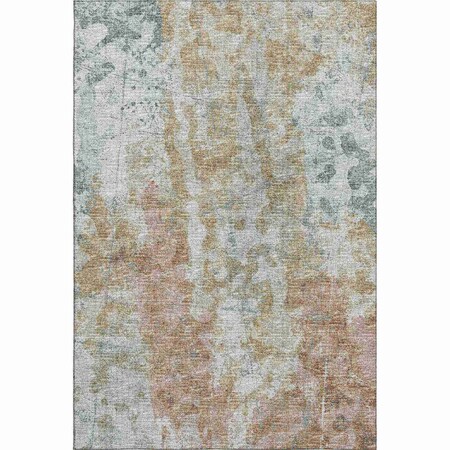 Homeroots 3' X 5' Ivory Blue And Gold Abstract Washable Indoor Outdoor Area Rug 643625