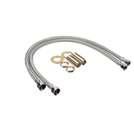 T&S Brass TandS Brass Flex Hose Kit with Nipples/Washer and Nuts, Inlet Supply, 24in, 2PK B-0425-KIT