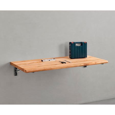 Global Industrial Folding Wall Mount Workbench, 60 x 24", 1-3/4" Maple Butcher Block Top 293666