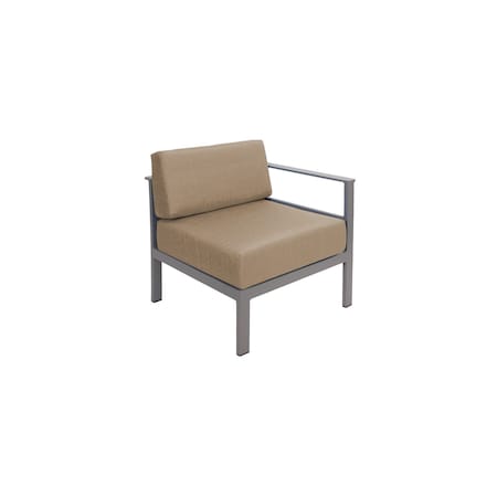 Bfm Seating Belmar Left Arm Sofa Section with Sunbrella cushions, Soft Gray Frame PH6101SG-L-57015