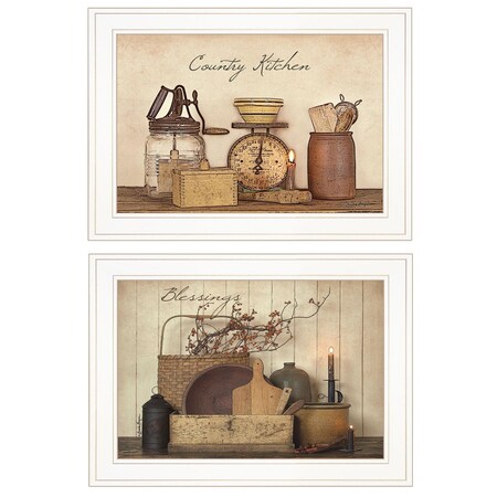 Set Of Two Candlelight and Flowers 1 White Framed Print Wall Art, 2PK
