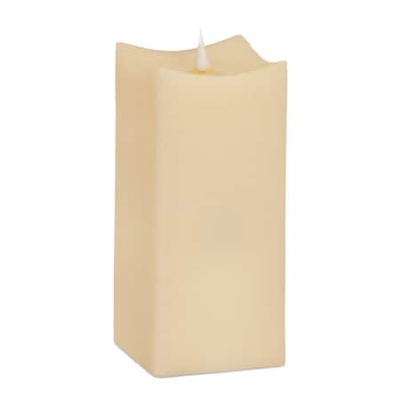 Homeroots Set of Two Beige Square Flameless Pillar Candles, 2PK 517661