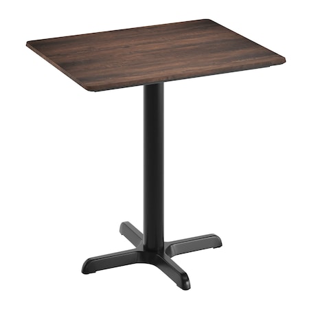 Flash Furniture 30" x 24" Tabletop, Seamless Surface Technology, Dark Brown with 22x22 Black Table Height X-Base ST-REC2430-WBR-T2222-GG