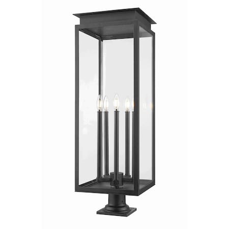 Z-Lite Nova 5 Light Outdoor Pier Mounted Fixture, Black/Clear, 12.5 In W x 37 In H 5018PHXLR-533PM-BK