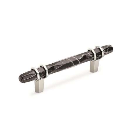 Amerock Carrione 3-3/4 in 96 mm Center-to-Center Marble Black/Polished Nickel Cabinet Pull BP36648MBKPN