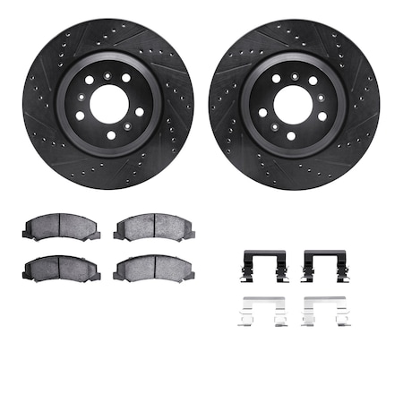 Dynamic Friction Co DFC Rotors-Drilled & Slotted-Black w/ EURO 5000 Ceramic Brake Pads Incl Hdw 8612-46010