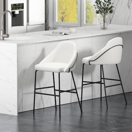 Manhattan Comfort Gracie Barstool in White and Black - Set of 2 2-BS022-BWH