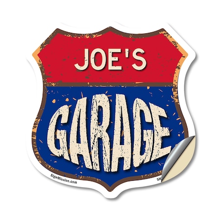 Signmission Joe's Garage, 18 Inch X 18 Inch, Vinyl Decal SHI-D-18-383-JOE