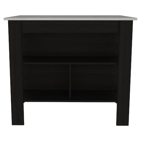 Homeroots Black and Ivory 41in Kitchen Island With Storage 477868