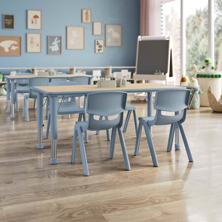 Flash Furniture 7 PC Plastic Activity Table and 6 Chairs Set, 10.5 inSeat Height-Dusty Blue YU-YCY-060-0034-RECT-TBL-DSTYBL-GG