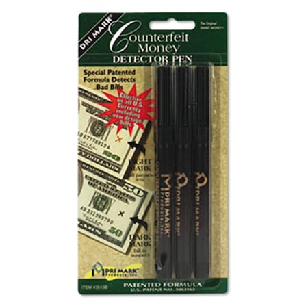 Dri-Mark Products Smart Money Counterfeit Bill Detector Pen for Use w/U.S. Currency- 3/Pack, 3PK 3513B1