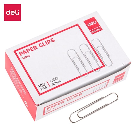 Deli Paper Clips No.4, Silver, Nickel-Plated, Large Capacity, 100PK E39713