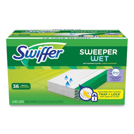 Swiffer Wet Refill Cloths, 10 x 8, Lavender Vanilla and Comfort, White, 36PK 80333673