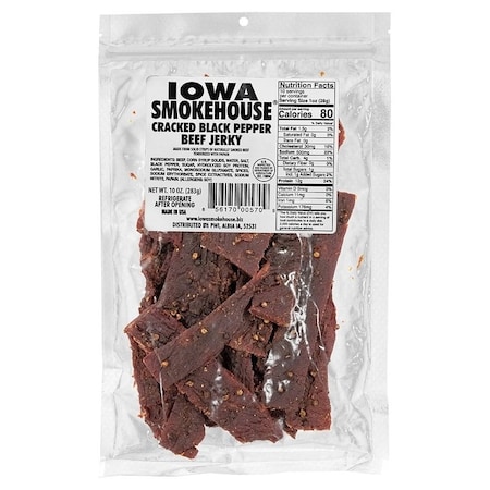 Iowa Smokehouse JERKEY BEEF CRKD BLK PEPR 10OZ IS-10JP