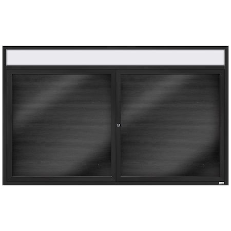 Aarco Enclosed Letter Board Directory w/ Powder Coated Black Al Frame and Header, 36''Hx60''W, 2 Doors ADC3660HBK