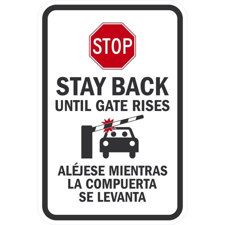 Lyle Stop Stay Back Until Gate Rises, 12x18, Engineer Grade, White G-3417-EG_12x18