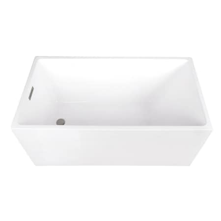 Kingston Brass 51" Acrylic Rectangular Double Ended Freestanding Tub with Drain, Glossy White/Brushed Nickel VTSQ512823C418