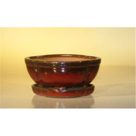 Paisaje 6.37 x 4.75 x 2.625 in. Ceramic Bonsai Pot, Parisian Red - Oval PA2806772