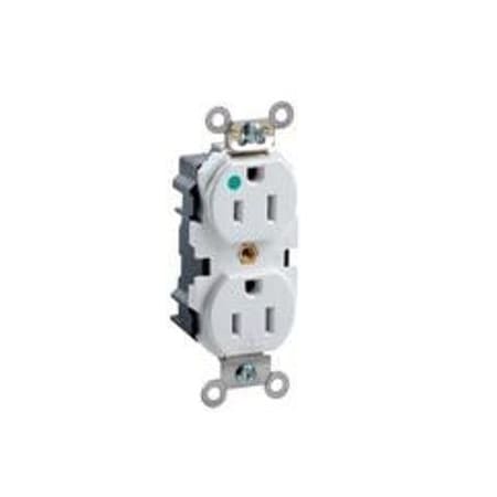 Leviton Lev-Lok Hospital Grade Duplex Receptacle, 20 Amp, 125 Volt M8300-B