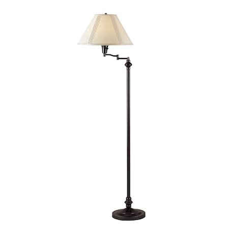 Homeroots 59" Bronze Swing Arm Floor Lamp With Beige Empire Shade 526332