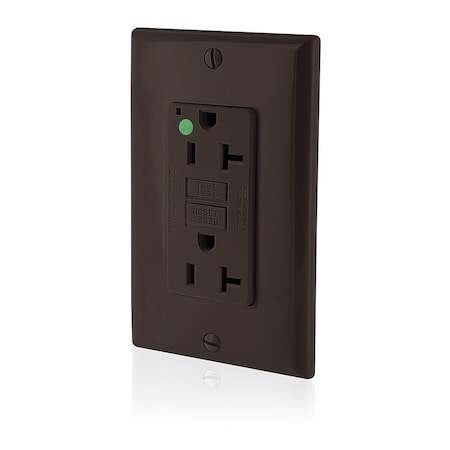 Leviton Extra-Heavy Duty, Hospital Grade, Self-Test GFCI Receptacle, 20 Amp, 125 Volt, Brown GFNT2-HF