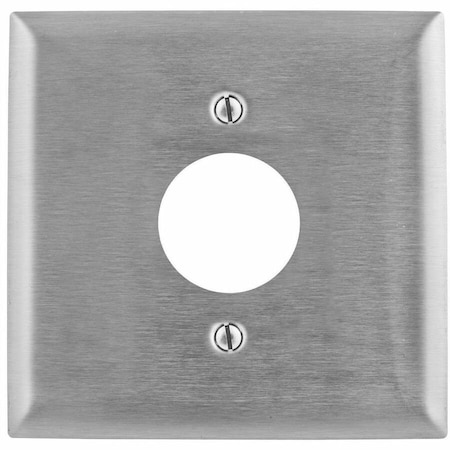 Hubbell Wiring Device-Kellems Opening Wall Plates, Number of Gangs: 2 Stainless Steel, Brushed Finish, Silver SS749
