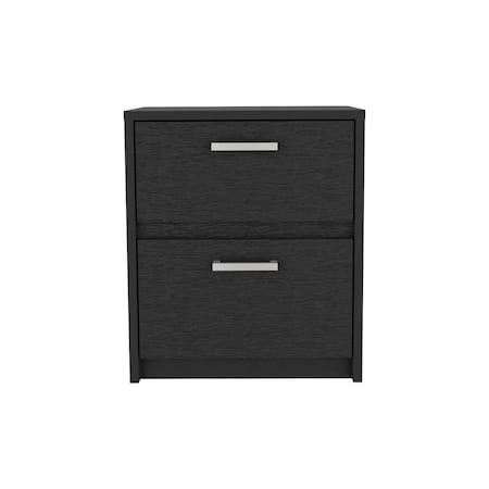 Homeroots 19" Black Wood Two Drawer Nightstand 518162