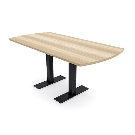 Skutchi Designs 6 Person Conference Table With Power Unit | 6' Arc Rectangle Table | Harmony Series HAR-AREC-36X72-T.BK-K525-NA