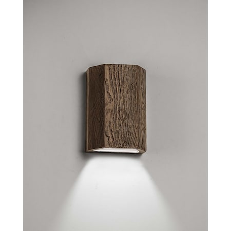 Luxury Lighting Oakheart 8.5 in Tall Wood-Look Ceramic 3-Sided LED Outdoor Wall Light TL-192-Brk-ud-7