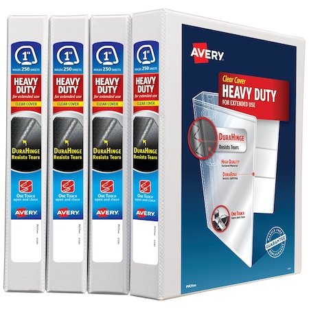 Avery Binders, Heavy-Duty View 3 Ring, 1 in, PK4 79780