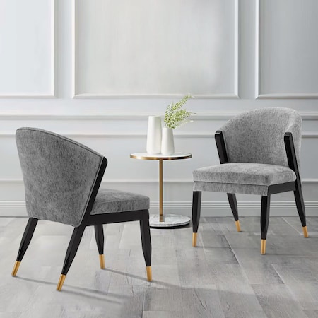 Manhattan Comfort Modern Ola Boucle Dining Chair in Grey, 2PK 2-DC075-GY