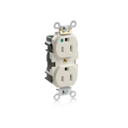 Leviton Lev-Lok Hospital Grade Duplex Receptacle, 15 Amp, 125 Volt M8200-HT