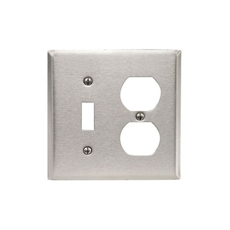Leviton Wall Plate, Combination, Stainless Steel 84005