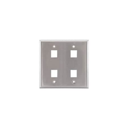 Hubbell Premise Wiring Plate, 4 Ports, Gray, Wall SSF204