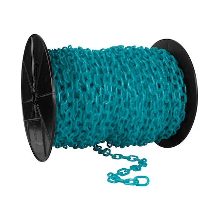 Mr. Chain 1" x 250' Turquoise Plastic Safety Chain - Reel 10156