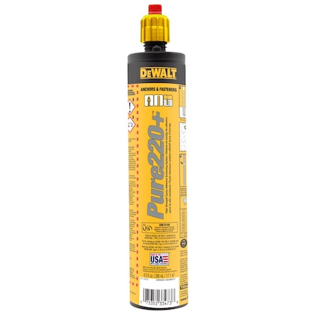 Dewalt Anchoring Adhesive, 9.5 fl oz Container Size Cartridge DFC114110