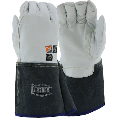 Ironcat AR Premium Kidskin Leather TIG Welder's Glove w/Para-Aramid Cut Lining, Kevlar Stitching, Gauntlet Cu 6144/M