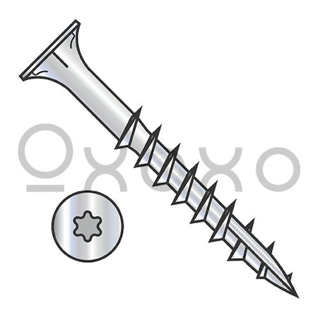 Oxoxo 9-10X2 6 lobe Flat w/Nibs Deep Thread Wood Screw Type 17 2/3 Thread Zinc Bake, 2500PK 638343