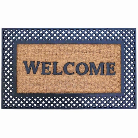 Gardenised Natural Coir and Non-Slip Rubber Doormat with Embossed Welcome Design, Modern Welcome QI004892