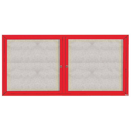 Aarco Outdoor Illuminated Enclosed Bulletin Board w/ Al Frame, Powder Coated Red, 36''Hx72''W ODCC3672RIR