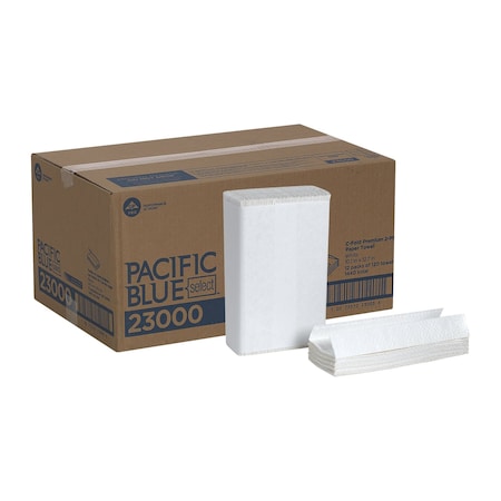 Georgia-Pacific Pacific Blue Select C-Fold Paper Towels, 2 Ply, 120 Sheets, White, 12 PK 23000