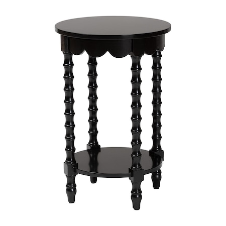 Baxton Studio Sally Nightstand with Bamboo Inspired Legs, Black 266-14638-ZORO