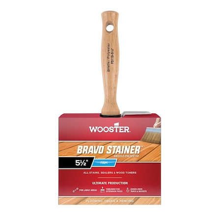 Wooster 5-1/2" Flat Sash Firm, Polyester Bristle, Paint Brush, Threaded Hardwood Handle F5119-5 1/2