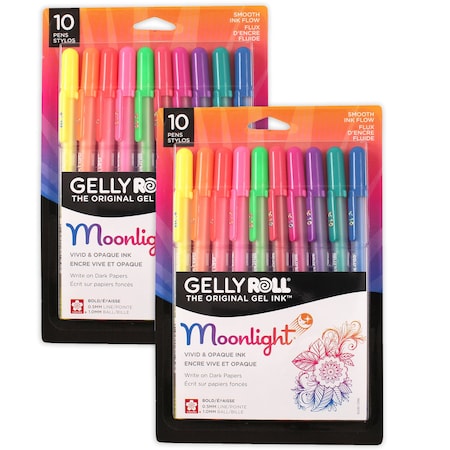 Sakura Moonlight Gel Pens, 10 Bold Point, Assorted Colors, 10-Piece Set, 2PK 38176