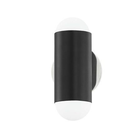 Mitzi Kira 2 Light Wall Sconce 11.25 In. Polished Nickel/Soft Black H484102-PN/SBK